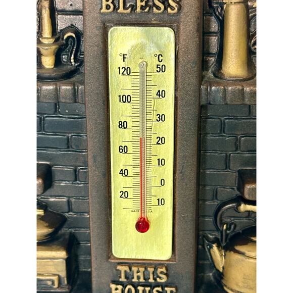 Midcentury MCM 1975 Miller Studio Chalkware "Bless This House" Thermometer - Picture 3 of 5